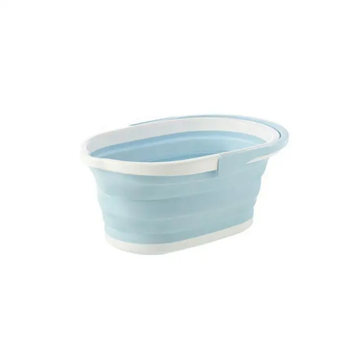 Cubo de agua plegable azul para limpieza al aire libre, cubo de plástico para almacenamiento de ropa, accesorios de clasificación de restos, 1 piezas - 1