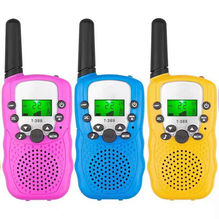 Walkie Talkies para niños, paquete de 3 millas de largo alcance con linternas LCD retroiluminadas - 1