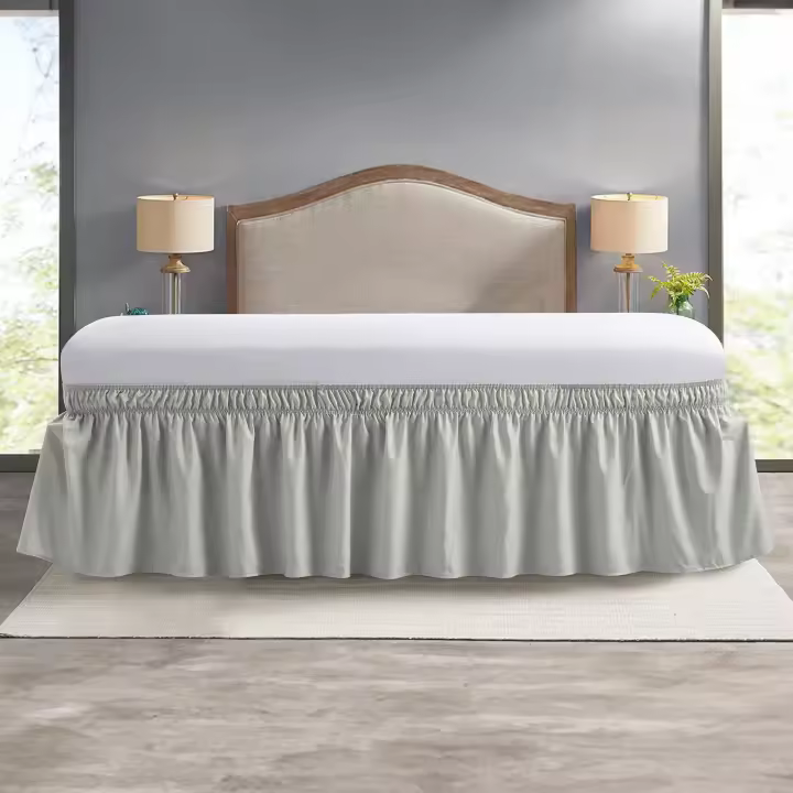 Falda de cama elástica con volantes, cubierta suave y cómoda, resistente a la decoloración, Protector de cama sin superficie - 1