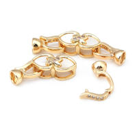 2 juegos de conectores de latón y circonita y concha de Color dorado de 18K para collares, cierres de pulsera, suministros para fabricación de joyas, accesorios Diy - details 9