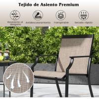 Jardin Exterior Textilene, Sillas Terraza Exterior Asiento Transpirable, Estructura De Metal, Respaldo Alto, 66 x 61 x 90 cm (2, café) - details 5
