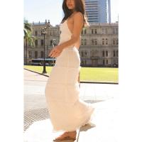 2025 Nuevo conjunto de dos piezas sin mangas de gasa con cintura elástica, conjunto de falda holgada para vacaciones - details 29