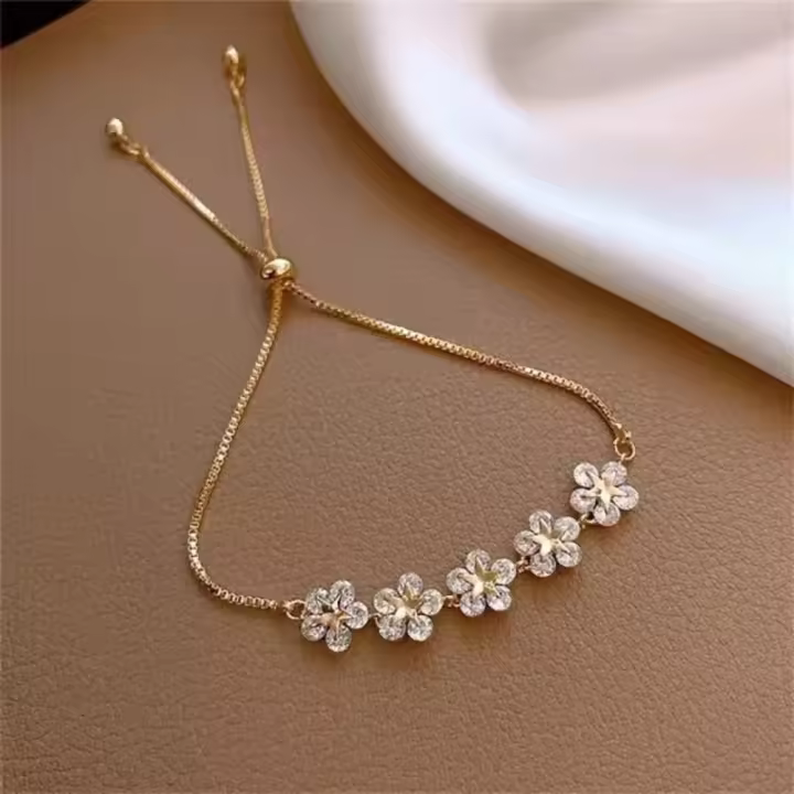 Elegante Pulsera de Amatista Romántica Colgante de Cinco Pétalos de Cristal Retro de Lujo para Mujeres Regalo de Joyería para Novia - 1
