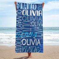 Toalla de playa personalizada para piscina, diseño de fuente multicolor, baño personalizado, con nombre exterior, cumpleaños - details 9