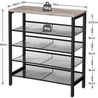 Zapatero, Zapatero de 6 Niveles, Estantería para Zapatos, Estantes de Malla Ajustables, para Entrada, Pasillo, Dormitorio, Estructura Metálica, Marrón Rústico y Negro - details 17