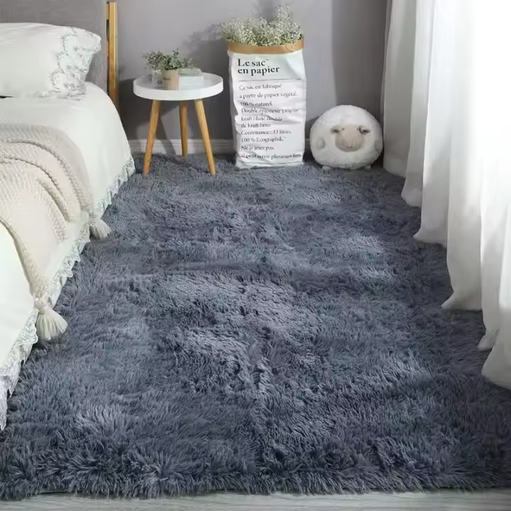 Alfombra de felpa suave y esponjosa para sala de estar, alfombrilla gruesa antideslizante para dormitorio y baño, decoración de habitación, color negro - 1