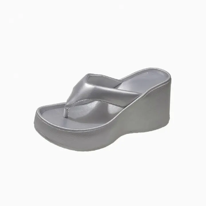 Chanclas de tacón alto con suela gruesa para mujer, sandalias de moda estilo coreano para exteriores, verano 2025 para mujer - 1