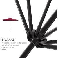 Parasol de Jardín con Manivela Ø295x250 cm Inclinable y Desmontable de Metal para Balcón Piscina Patio - details 23