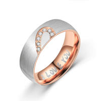 Anillos De Acero Inoxidable Corazón Rosa/Oro Para Parejas Anillo De Amor Y Compromiso Para Hombres Y Mujeres Joyería Tendencia - details 3