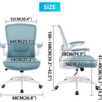 9060 Silla de oficina ergonómica con reposabrazos plegables, silla de ordenador giratoria de malla de 360 ° , gris claro - details 9