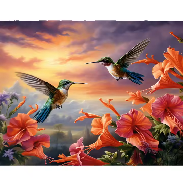 Punto de Cruz de Diamantes Moderno Arte de Bordado de Pájaro de Flores Mosaico con Diamantes de Imitación Ideal para Todas las Estaciones Kit de Artes y Manualidades en Bolsa de Papel - 1