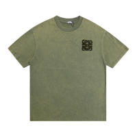 LOEVE Nueva camiseta de manga corta de verano bordada y fieltrada para hombres, camisa informal de algodón puro de moda, top lavado y desgastado para parejas - details 0