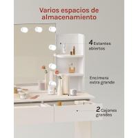 Mesa de Maquillaje Moderna con Espejo y Luces LED Regulables 2 Cajones Grandes y 4 Estantes - details 3