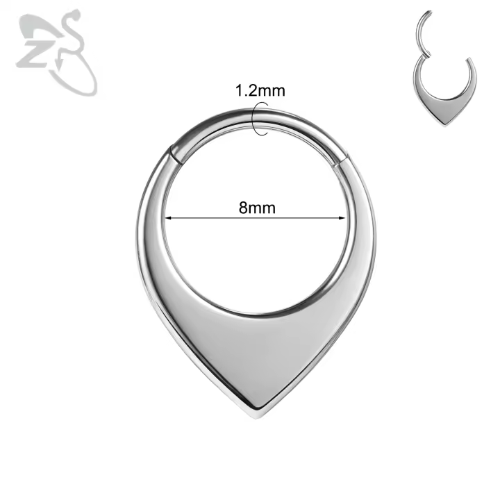 ZS-anillo de nariz de acero inoxidable con forma de triángulo invertido, Piercings minimalistas para el tabique, pendiente, Piercing corporal, joyería de 8/10MM, 16G, 1 unidad - 1