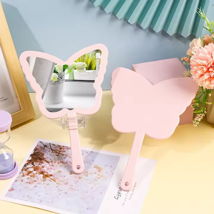 Espejo de Mano en Forma de Mariposa Portátil, Abajo de Belleza para Extensión de Pestañas de Salón - 1