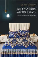 Juego de Sábanas de Dormitorio de Doble Cama de Encaje Clásico de Cuero Royal Azul 3Pcs - details 2