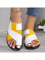 2025 nuevo gran tamaño color bloqueo conjunto dedo del pie plano zapatillas mujeres color bloqueo exterior desgaste ligero playa sandalias zapatillas - details 2