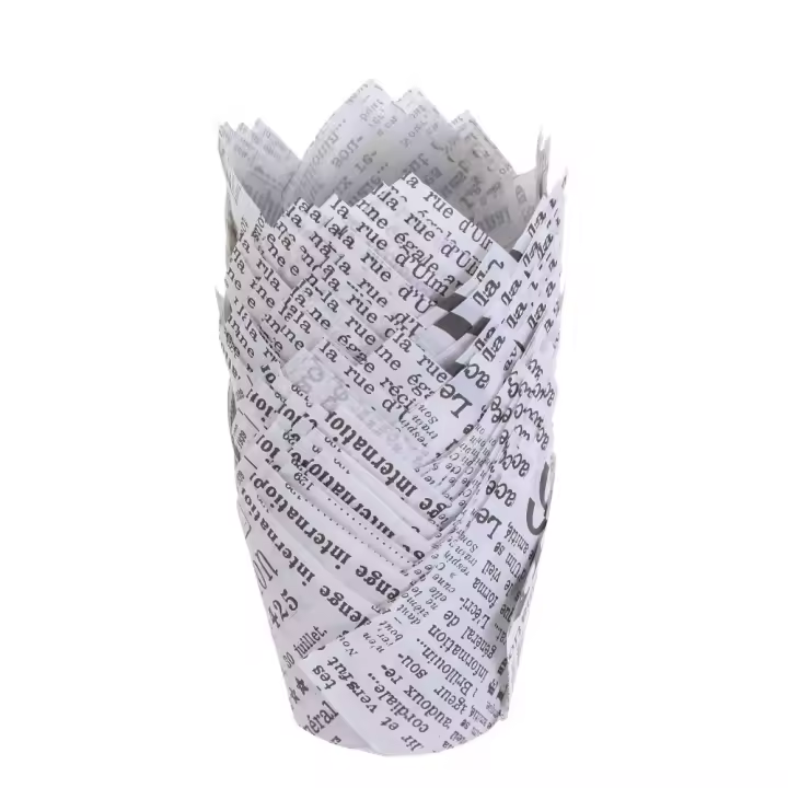 Bandeja de pastel de tulipán para hornear, 50 piezas, papel a prueba de grasa, revestimientos para magdalenas, tazas para muffins - 1