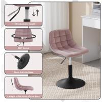 Taburete de Escritorio Giratorio de Terciopelo Regulable en Altura Ideal para Cocina, Maquillaje, Peluquería Rosa 38-49,5 cm - details 5