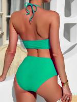 Bikini de Cintura Alta 2025 Traje de Baño de Halter para Mujeres Traje de Baño Sólido - details 10
