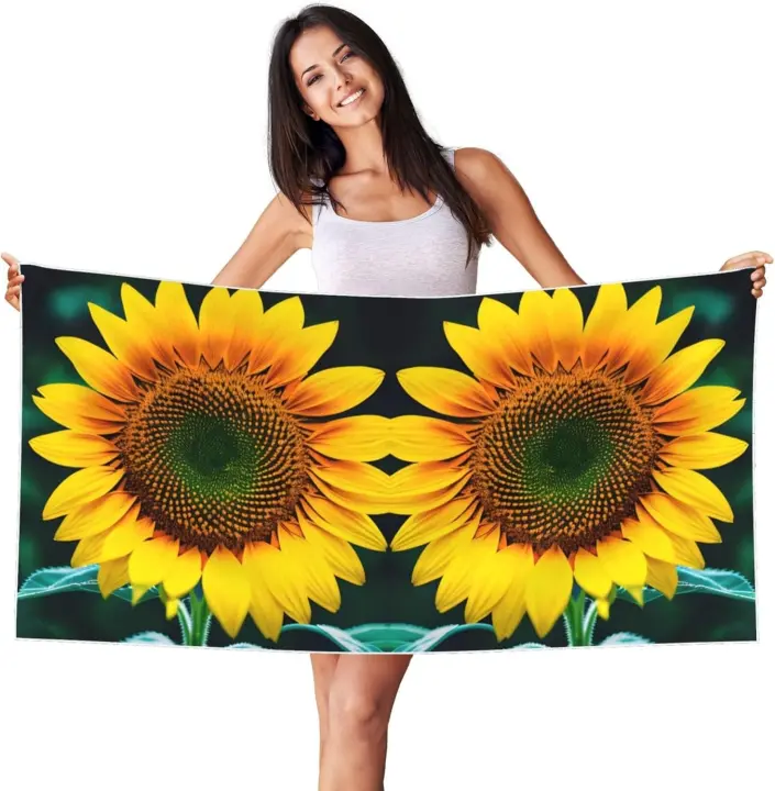 Toalla de baño VIES de secado rápido para hombre y mujer con estampado de girasol, deportes, hotel - 1