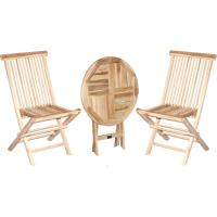 Conjunto de asientos de jardín de tres piezas de madera de teca, silla plegable y mesa plegable cuadrada de aproximadamente 40 x 60 cm - details 7