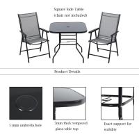 Mesa de jardín Mesa de comedor al aire libre Mesa de centro de vidrio templado Mesa de patio con orificio para sombrilla (cuadrado-80 x 80 x 72 cm) - details 4