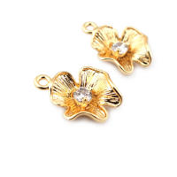 Colgantes de latón y circonita de Color dorado de 18K, varios dijes de flores, joyería artesanal de alta calidad, accesorios para collar y pendientes - details 42