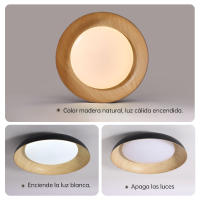 Hogar inteligente, decoración de interiores, techo, control remoto, luz de techo LED de madera inteligente para dormitorio y sala de estar. - details 5