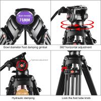 PULUZ-videocámara profesional de alta resistencia, trípode de aleación de aluminio con cabezal de arrastre fluido para cámara DSLR / SLR - details 4