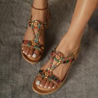 Sandalias de Tacón Plano para Mujer 2025 Estilo Boho con Cuentas de Madera y Strass - details 18