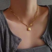Colgante de Cerradura de Amor de Acero Inoxidable Cadena Gruesa con Estilo Punk Retro para Mujeres - details 3
