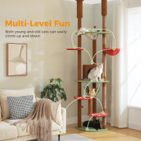 PAWZ Road Árbol para gatos alto de altura ajustable con acogedora hamaca para condominio, torre para gatos de suelo a techo, poste rascador para gatos de interior, juguetes para gatos, gato accesorios - details 2
