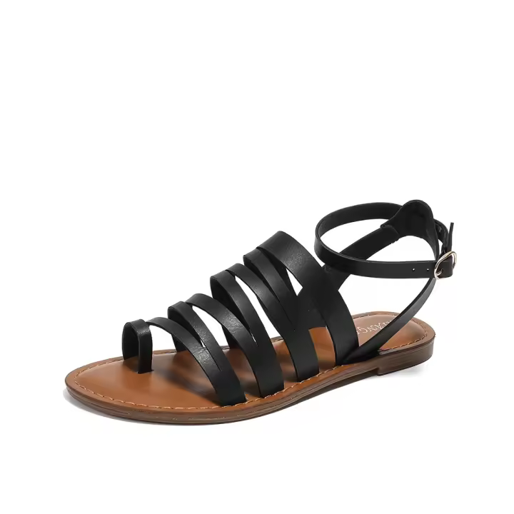 Sandalias de verano para mujer, nuevas sandalias de mujer con parte inferior plana, comodidad, correa delgada Simple, sandalias romanas versátiles - 1