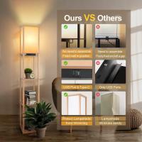 Lámpara de Pie con Carga y Control Remoto Estante de Madera LED Regulable de 4 Temperaturas de Color Incluye Bombilla Ideal para Sala de Estar, Dormitorio, Oficina Decoración Vintage - details 2