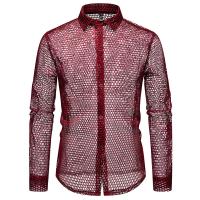 Camisa à manches longues évidée pour hommes, camisas de performance de personnalité, camisas de danse en boîte de nuit pour hommes, diseño de modo, nouveau - details 1
