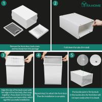 Organizador de Zapatos de Plástico Transparente con Puerta 12 Set, Plegable y Apilable, Tamaño 35,7 x 27,6 x 20,8cm Negro - details 24