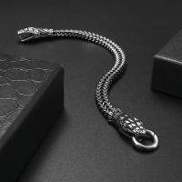Pulsera de serpiente de doble cabeza del zodiaco para hombres, hebilla de anillo de acero inoxidable, pulsera Punk, accesorios de joyería para fiesta de motocicleta - details 2