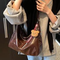 Bolso Hobo sencillo con colgante de bolso de hombro de cuero de PU estilo coreano con cremallera bolso cruzado de Color sólido bolso de mujer - details 13