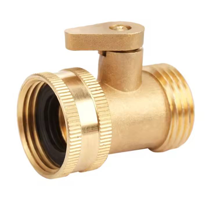 Conector de tubería de agua para manguera de jardín de 3/4 pulgadas, válvula de latón, divisor de grifos con interruptor de apagado - 1