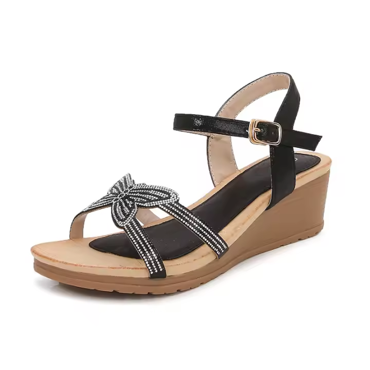 Nuevas sandalias de moda con diamantes de imitación, versión coreana, plataforma y tacón de cuña para mujer - 1