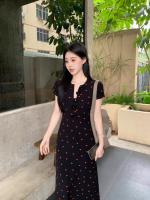 Vestido adelgazante y ceñido a la cadera para mujer, estilo francés de vacaciones, puro deseo de verano, sensación de alta gama, camisola larga - details 8