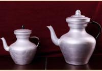 Té de mantequilla, hervidor de agua respetuoso de estilo étnico tibetano espesado de aluminio, tetera de aceite de mantequilla, color plateado - details 7
