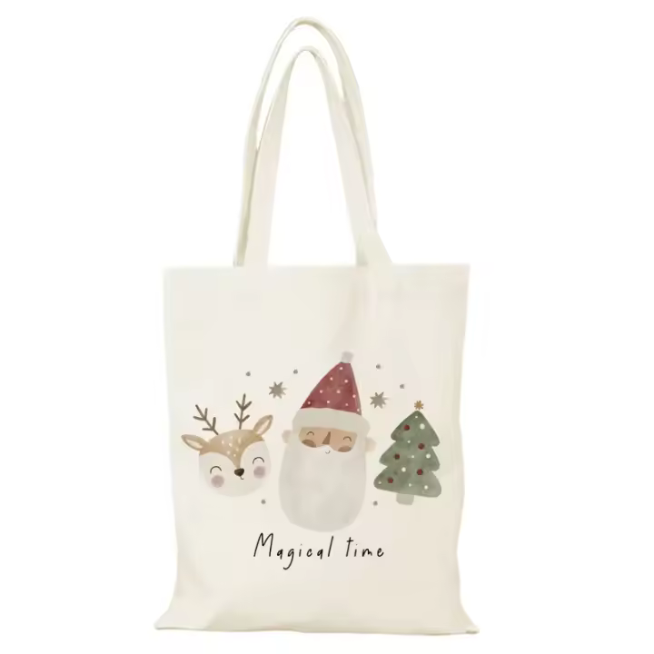 Regalo de Año Nuevo, bolso bonito, Feliz Navidad, bolsos de señora de dibujos animados, bolso de mano para hombre, bolso de lona para mujer, bolsos Sac De Courses Eco Shopper - 1