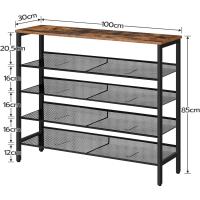 Zapatero, Zapatero de 6 Niveles, Estantería para Zapatos, Estantes de Malla Ajustables, para Entrada, Pasillo, Dormitorio, Estructura Metálica, Marrón Rústico y Negro - details 10