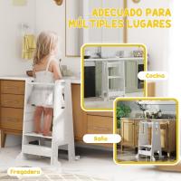 Taburete de Aprendizaje Ajustable para Niños +3 Años Seguridad en la Cocina Baño Blanco - details 1