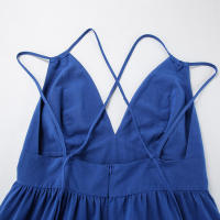Primavera Verano Nuevo cuello en V sin espalda Diseño de correa Estilo Sense Casual A-line Vestido largo para mujer - details 21
