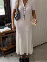 TARUXY-Vestidos largos ajustados de punto para mujer, vestidos largos informales holgados de cintura alta con temperamento elegante para otoño - details 12