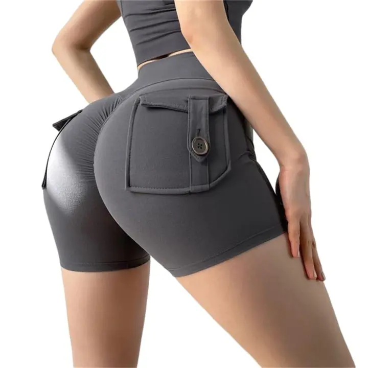Pantalones cortos, pantalones cortos de entrenamiento estéticos con bolsillos, pantalones cortos de yoga para levantamiento de glúteos para mujer, pantalones cortos de bolsillo para mujer - 1
