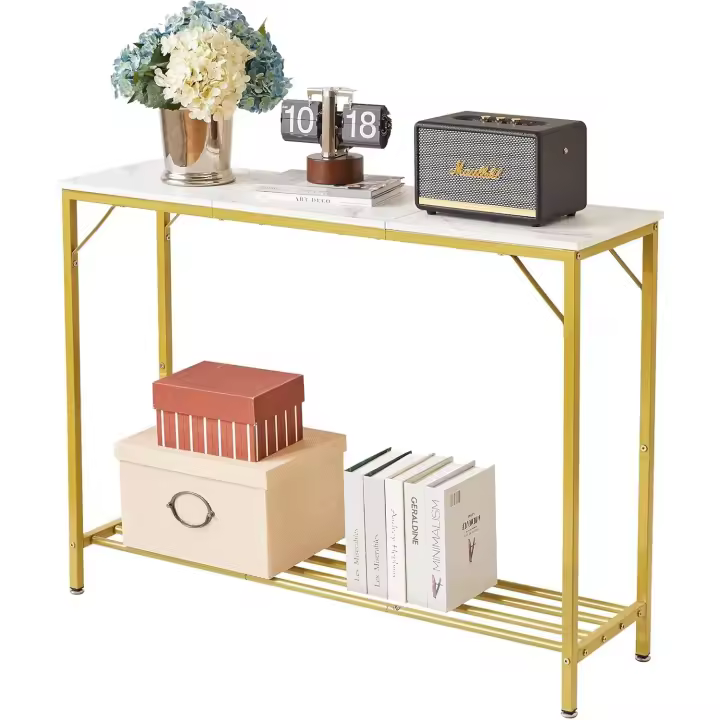 Consola de Entrada y Sofá, Estilo Industrial para Dormitorio, Salón - 107 x 30 x 78CM, Marrón Rústico - 1